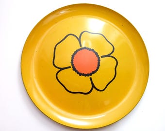 Vintage Mod Flower Serving Tray Round 13"
