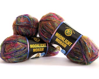 Moonlight Mohair Yarn Rainbow Falls 3 Skeins Lion Brand Craft Supplies