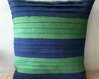 Pleated, linen, colorblock pillow