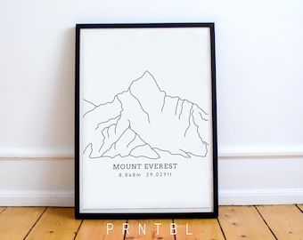 Mount Everest Design: Peak, Himalayan Mountain Range, Mountaineering Sagarmatha Mahalangur Nepal, Sacred Kalapattar Summit Base Camp Print