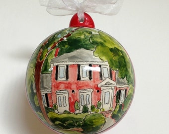 Personalized Christmas ornament housewarming gift new home house portrait hand painted from your photo by Cathie Carlson
