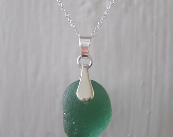 Chunky Little Sea Glass Necklace Pendant, Seaglass, Seaglass Necklace, Beach Glass, Sterling Silver, Beach Jewelry, Seaglass Pendant, Seaham