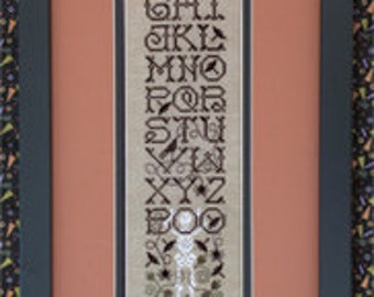 DRAWN THREAD Tangled Up In Boo counted cross stitch patterns OPTIONAL embellishments at thecottageneedle.com sampler Halloween Autumn
