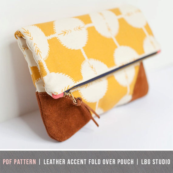 PDF Sewing Pattern Leather Accent Fold Over Pouch