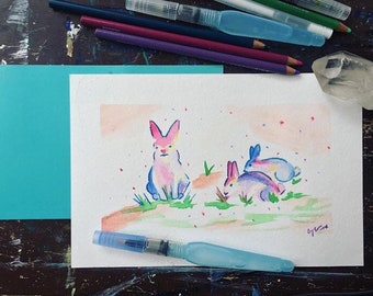 Bun Buns Watercolor Painting