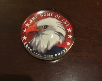 Vintage Paperweight/ Glass/ Patriotic/Heavy