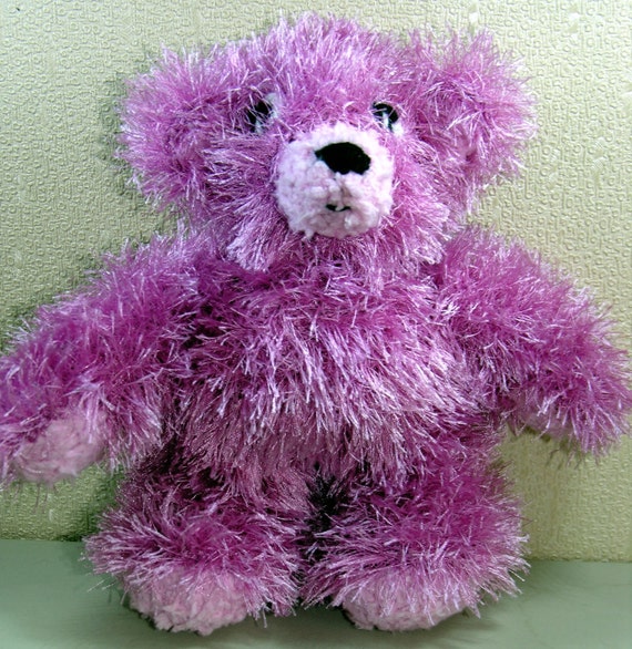 SALE Knitted Pink Fur Plush Teddy Bear Toy Girls birthday