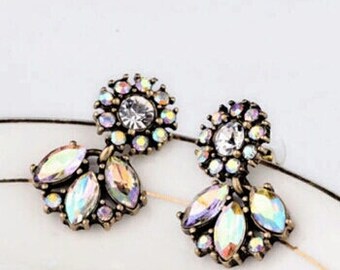 Floral rhinestone earrings
