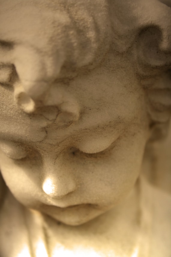 Child's Angel Statue (5" x 7" photographic greeting card - blank inside/with envelope)