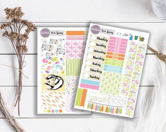 Neon Spring Bunnies Planner Stickers ECLP Happy Planner