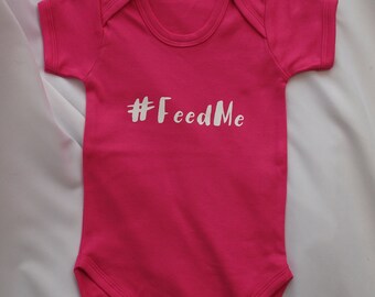 Personalised Baby Short Sleeved BodySuit - #FeedMe