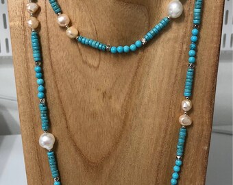 Turquoise and Freshwater Pearl Necklace