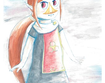Medli Legend of Zelda Wind Waker Watercolor 8x10 Art Print