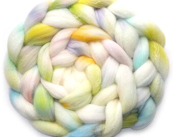 Roving Targhee Bamboo Silk, Handdyed Combed Top, Spring Whisper, 5.1 oz.
