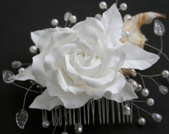 Wedding flower comb, Bridal hair comb, Bridal Hair flower, Bridal hair accessory, Bridal rose comb, Wedding comb, Bridal headpiece