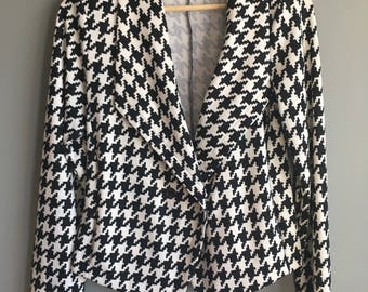 Vtg Anne Klein Blazer - L - Houndstooth Blazer