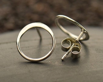 Sterling Silver Open Circle Post Earrings
