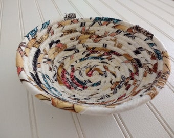 6" Coiled Fabric Bowl - Western Scraps