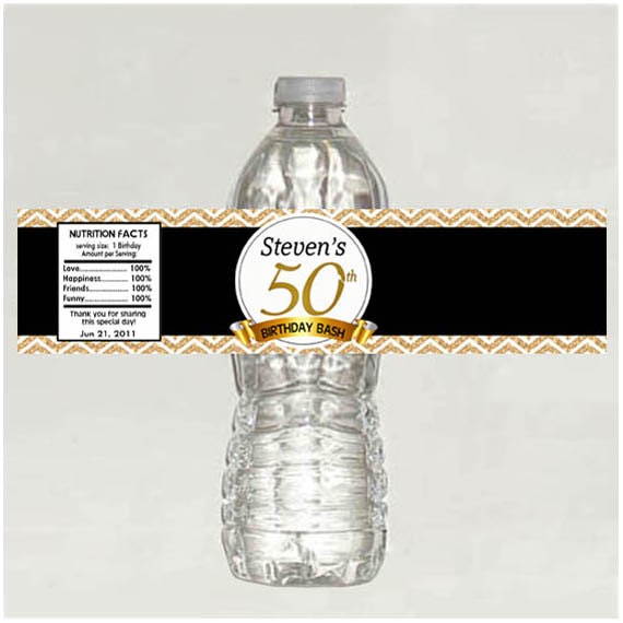 personalized 50th birthday water bottle labels digital file