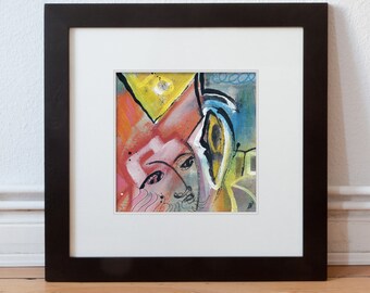 Abstract-figurative painting 15/15 cm (5.9/5.9 inch)