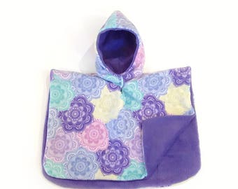 Carseat Poncho, car seat Poncho, girl poncho, children's car seat poncho, poncho for kids, toddler poncho, baby poncho, purple mandala