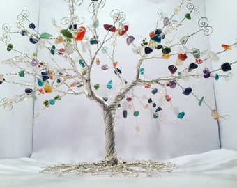 Wire tree sculpture, wire gemstone tree, gemstone tree, tree of life, tree of life sculpture, birthstone, gift, sculpture, tree sculpture.