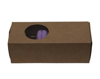 Mothers Day Sale 5 Pc Pretty Kraft Cut Out Circle Window Front Macaron Boxes with Inserts 6 1/4 x 2 1/4 x 2 inches
