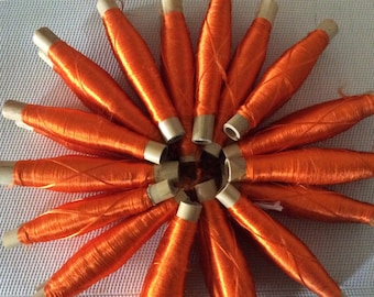 Set of 2 spools of silk Orange Moroccan sabra, silk threads