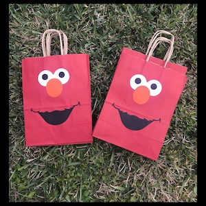 Elmo goodie bags, elmo party favors, favor bags, elmo birthday party, elmo party bags, elmo birthday decorations, set of 12