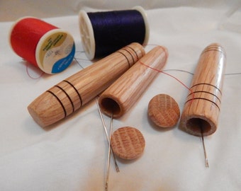 Graduation gift, gift for her, Wooden needle case hand turned from oak, tan to brown in color, pocket or purse sized