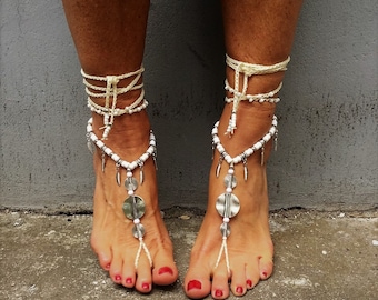 Barefoot sandals, foot jewelry, hippie sandals, anklet, boho sandals, beach sandals, festival shoes, Gypsy sandals, Yoga sandals