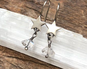 Star and Herkimer Diamond Earrings