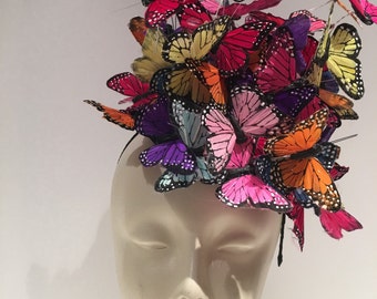Butterfly Fascinator- Fascinators NYC- Butterfly Headdress -Derby- Spring Fascinator- Derby Hat- Tea Party Hat- Match- Monarch butterfly