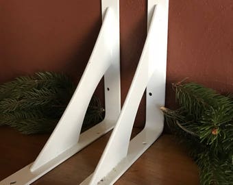 Shelf Bracket Industrial Metal Angle White 8" X 8" Set of 2 Heavy Duty