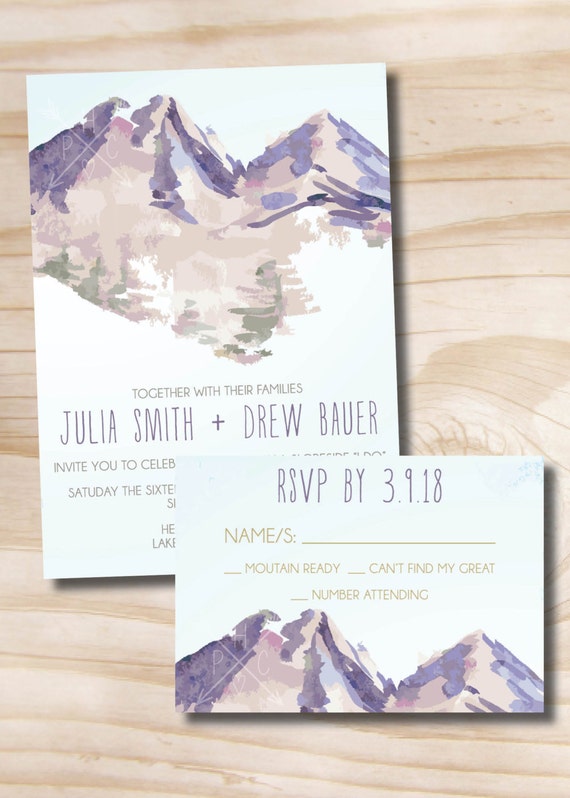 Watercolor Mountain Wedding Invitation Response Card
