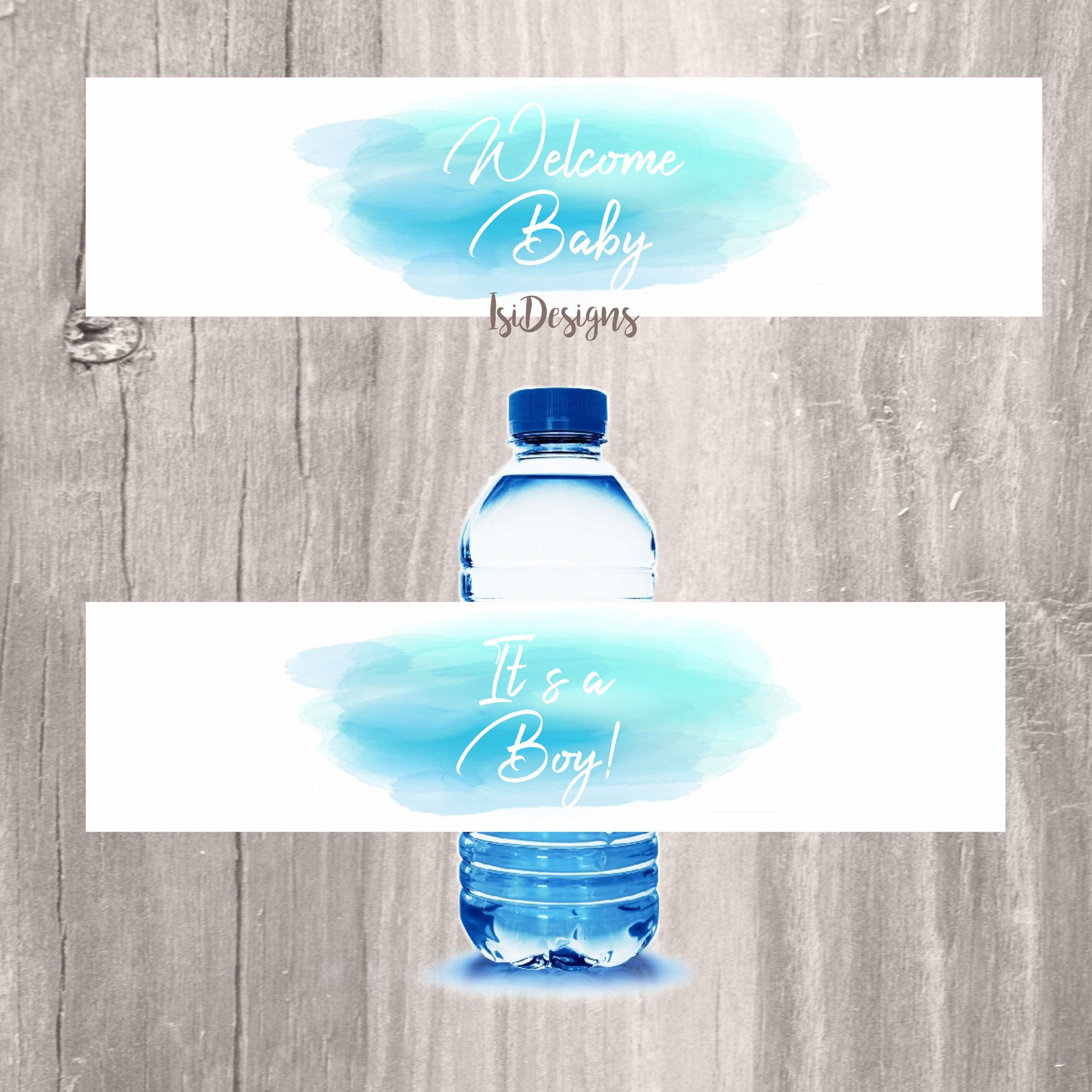 Water bottle labels printable watercolor blue baby shower