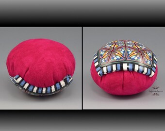 Polymer Clay Pincushion, Handmade, Fuchsia Pink, Multicolor