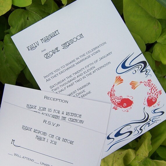 Items similar to Koi Invitation, Koi wedding invitation, Japanese koi