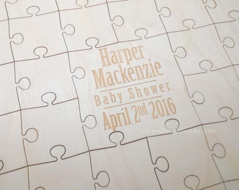 Baby Shower Puzzle Guest Book 32-400 Piece Baby Shower Gift, Guest Book Puzzle, Guestbook puzzle, Rustic, Laser Engraved