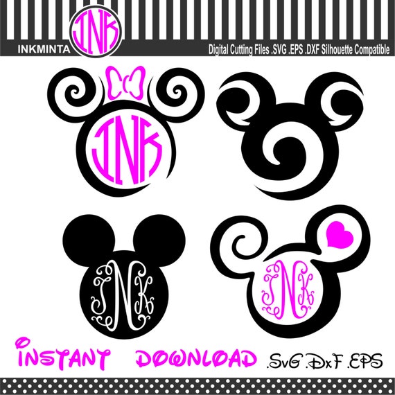 Download Mickey Mouse SVG File Mickey Mouse Monogram Minnie Mouse EPS