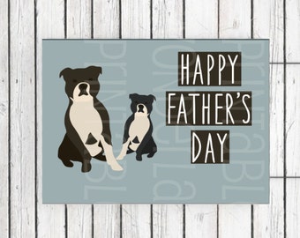 Printable Father's Day card - instant download and print - Staffordshire bull terriers printable father's day card