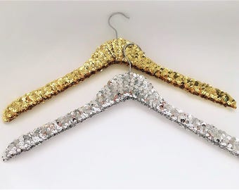 Sequin Hangers, Wedding hanger, Bridal hanger,Bridesmaid hanger Gold, Silver, Black, Blue