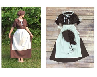 Complete Outfit-Girls Sizes 6 - 16 Pioneer Trek Colonial Frontier Prairie Pilgrims Renaissance Reenactment Civil War Dress Costume