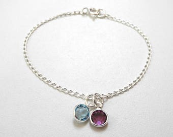 Personalized Birthstone Bracelet, Swarovski Birthstone Charm Bracelet, Mother's Gift, Sister's Gift, Best Friend's Gift