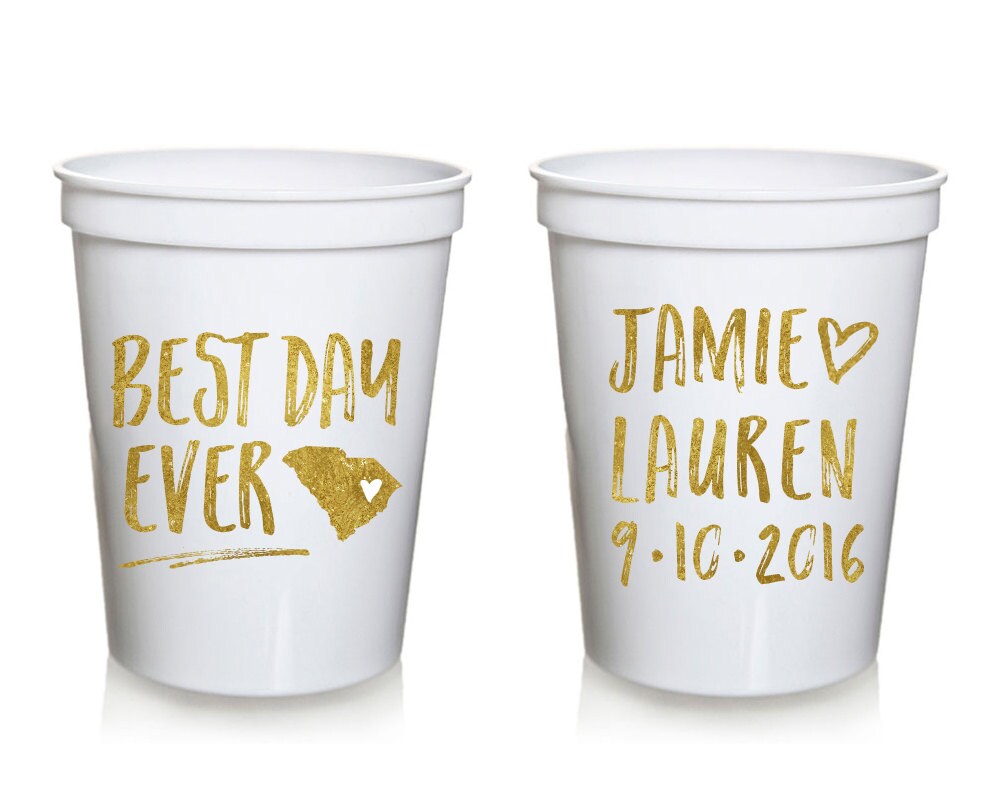 Best Day Ever Wedding Stadium Cups Personalized Wedding Cups