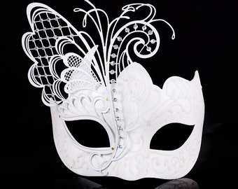 White Butterfly Costume Masquerade Mask, Halloween Costume, Masquerade Ball Mask