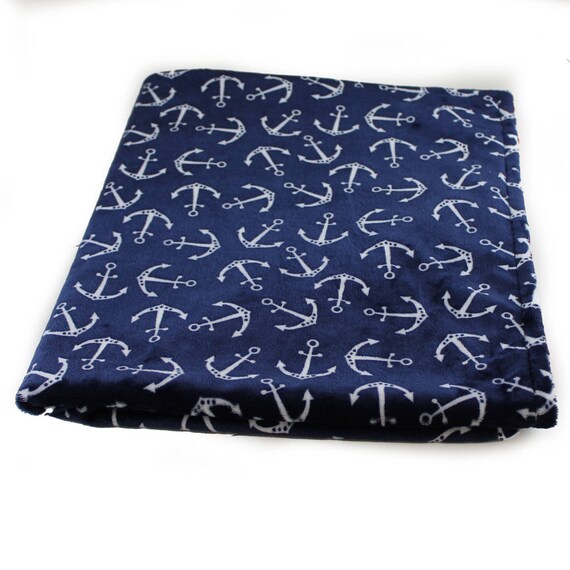 Personalized Baby Blanket, Anchor Baby Blanket, Silver Blue Minky Baby Blanket Boy Nautical Blanket, Baby Gift, Receiving Blanket, Baby Boy