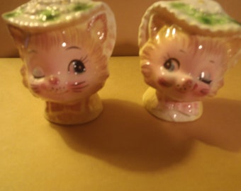 Vintage Miss Priss Winkin-Kitty Salt & Pepper Shakers