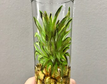 Handpainted Pineapple Shot Glass - Shooter Glass - Hospitality - Housewarming Gift - Host Gift - Tropical Themed Barware