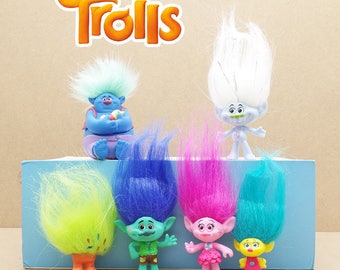 CAKE TOPPER - 6 pcs Trolls Figure Set Custom Birthday Party Decor DIY Figurines